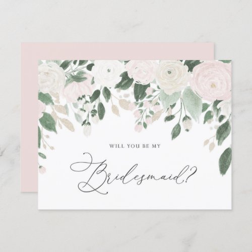 Pastel Flowers Glitter Will You Be My Bridesmaid Invitation