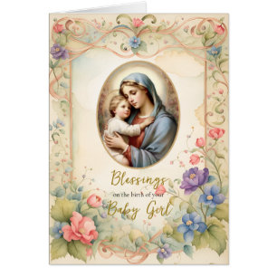 Pastel Flowers Gold Frame Congratulations New Baby Cards