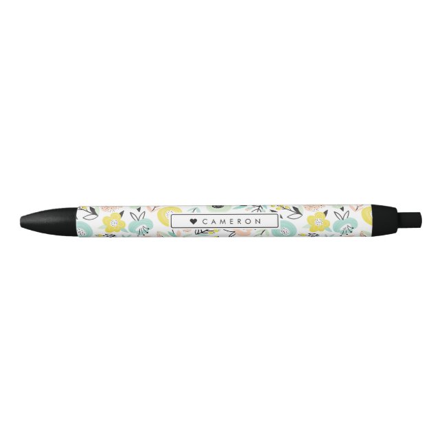 Pastel Flowers in Bloom Pattern Personalized Pen (Front)