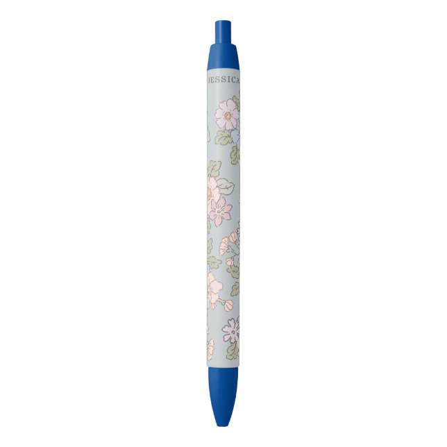 Pastel Flowers on the light blue background  Pen (Front Vertical)