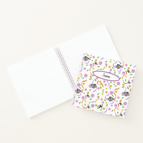 Pastel Flowers Orange Swirls Butterfly Journal