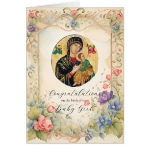 Pastel Flowers Orthodox Congratulations New Baby   Cards