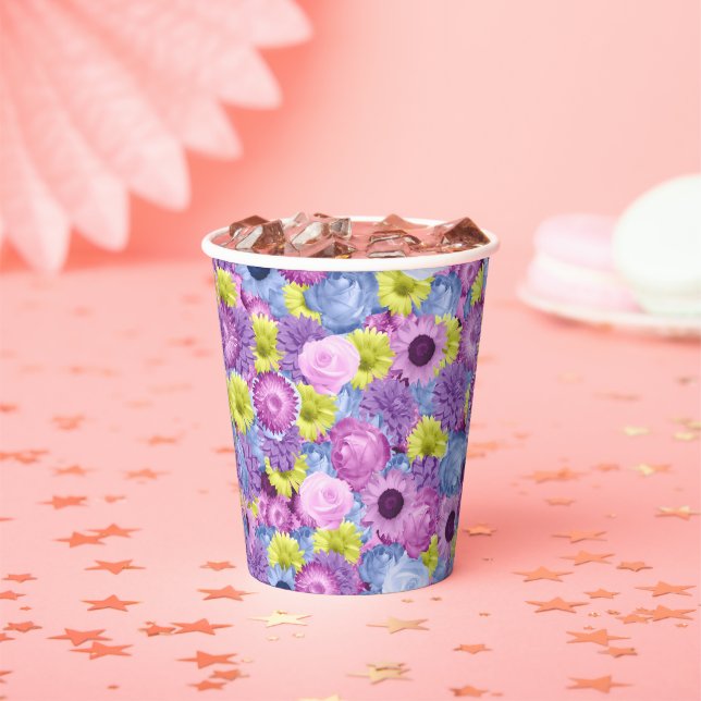 Pastel Flowers Paper Cup (Insitu)