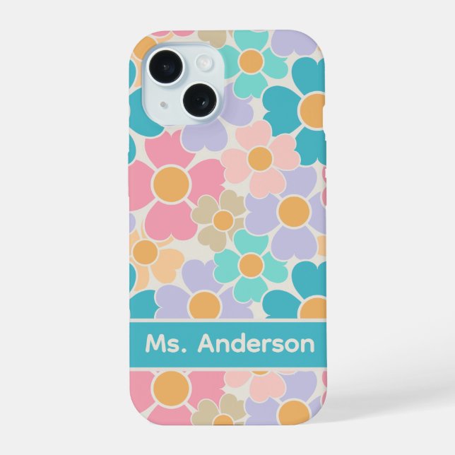 Pastel Flowers Personalized Iphone Case (Back)