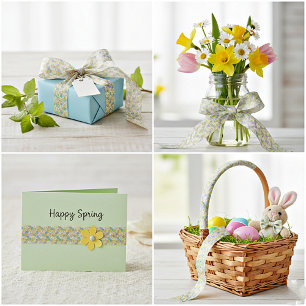 Pastel flowers satin ribbon