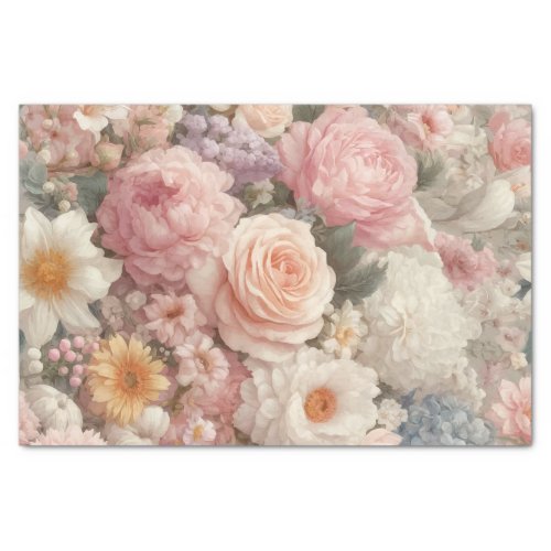 Pastel Flowers Shabby Chic Rose Floral Wedding Tissue Paper