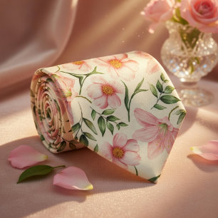 Pastel Flowers Soft Colors Neck Tie