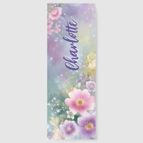 Pretty Bookmarks 4 Pastel Flowers Sparkle Glitter Personalized Bookmarks