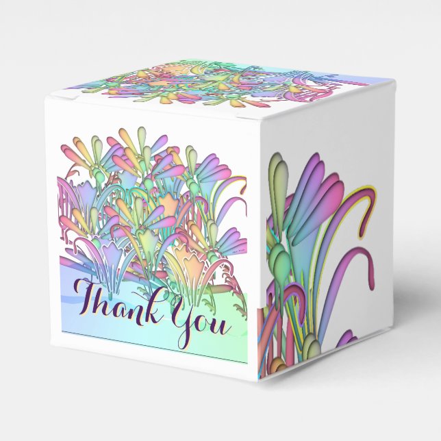 Pastel Flowers Thank You Wedding Reception    Favor Boxes (Front Side)