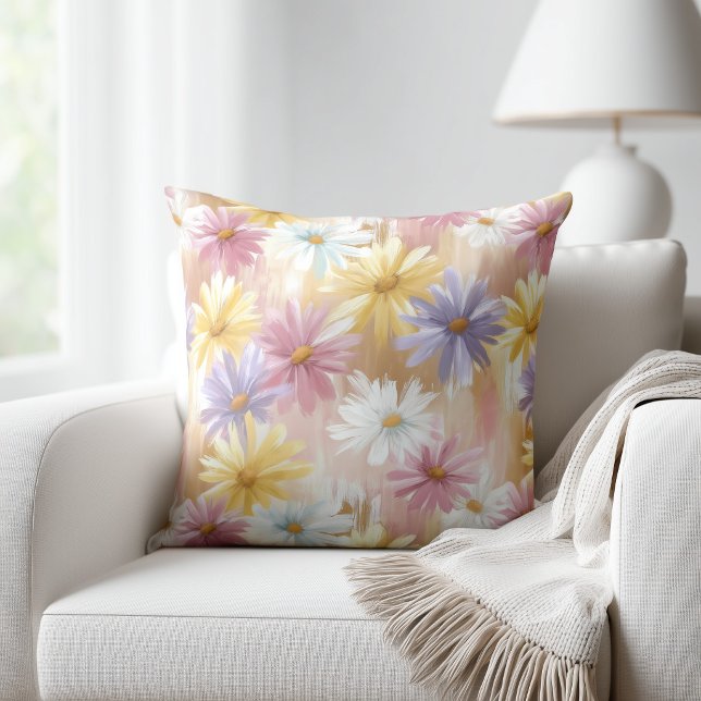 Pastel Flowers Throw Pillow (Creator Uploaded)