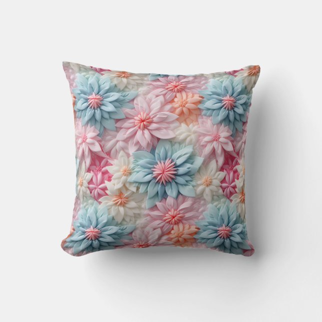 Pastel Flowers Throw Pillow (Front)