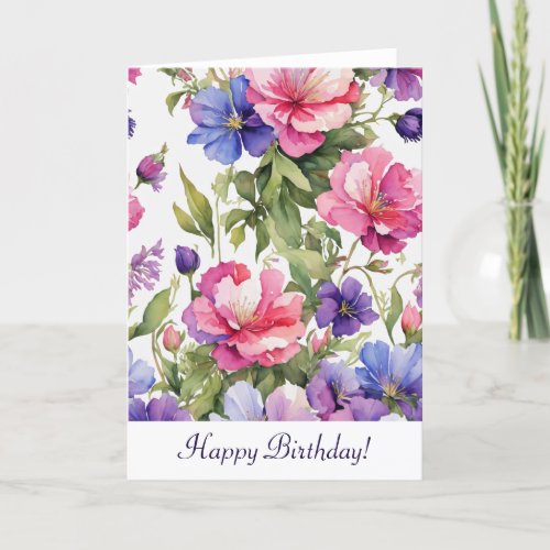 Pastel Flowers v2 Folded Greeting Card
