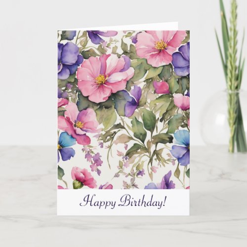 Pastel Flowers  Vertical Card