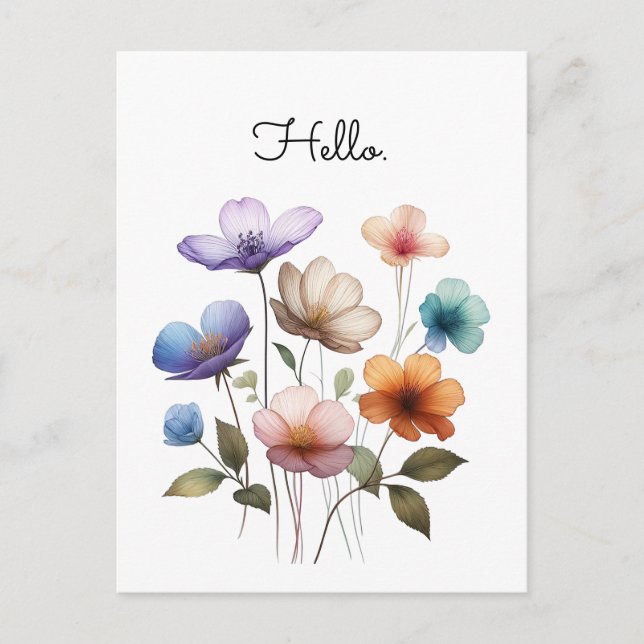 Pastel Flowers Watercolor Illustration Customize  Postcard (Front)