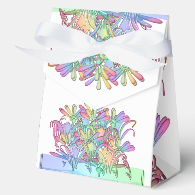 Pastel Flowers White Wedding    Favor Boxes (Front)