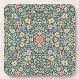 Pastel  flowers with a dark background beverage coaster