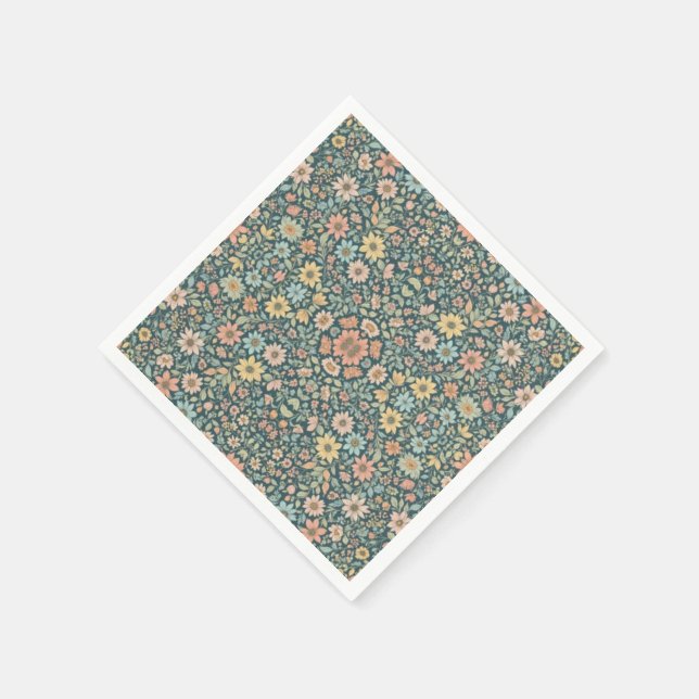 Pastel  flowers with a dark background napkins (Corner)