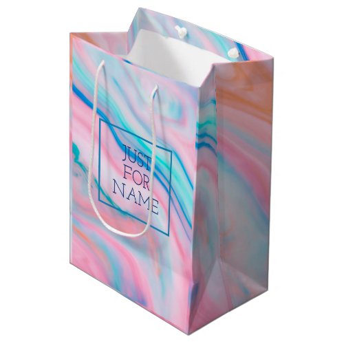 Pastel flowing colors abstract agate marble stone medium gift bag