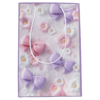 Pastel Fluffy Bows & Flowers Gift Bag