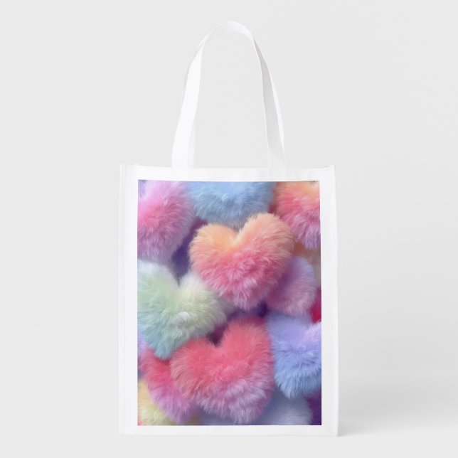 Pastel Fluffy Hearts Gift Bag (Front)