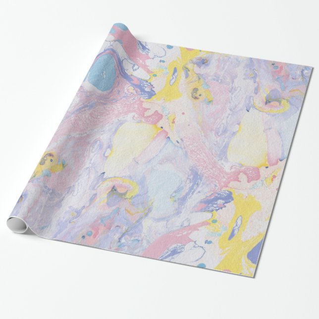 Pastel Fluid Colors Marble Swirls Wrapping Paper (Unrolled)