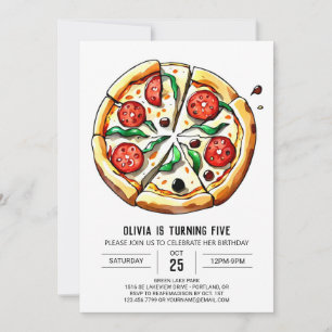 Pastel Foodie Pizza Birthday Invitation