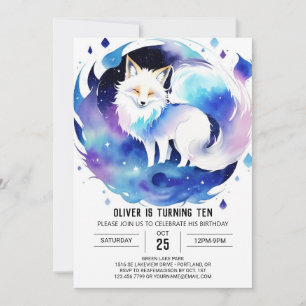 Pastel Fox Into the Woods Birthday Invitation