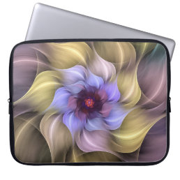Pastel Fractal Flower Swirling Petals Laptop Sleeve