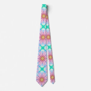 Pastel Fractal Watercolor Abstract Floral Pattern Neck Tie