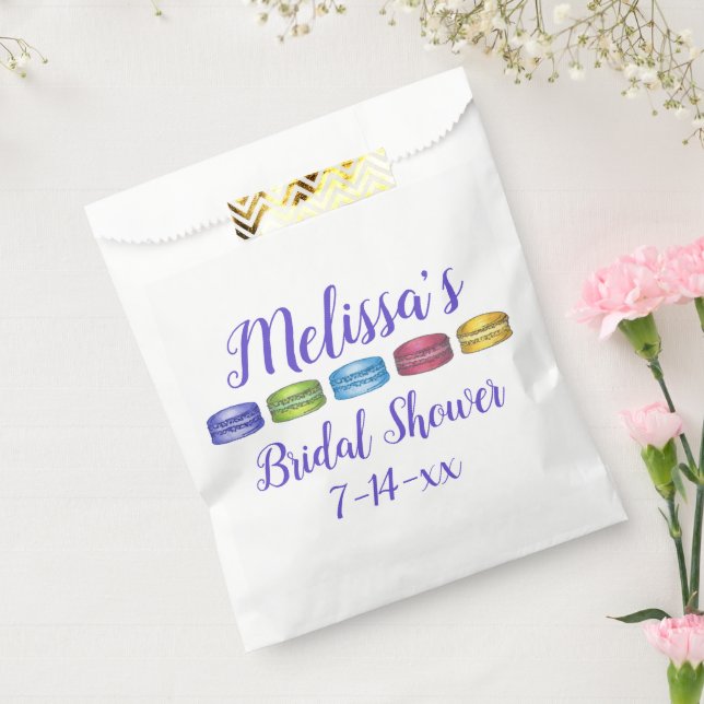 Pastel French Macaron Cookie Pastry Bridal Shower Favor Bag (Sealed)