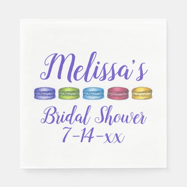 Pastel French Macaron Cookie Pastry Bridal Shower Napkins (Front)