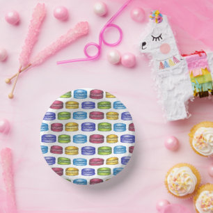 Pastel French Macaron Cookie Pastry Bridal Shower Paper Bowls