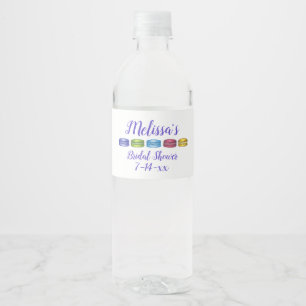 Pastel French Macaron Cookie Pastry Bridal Shower Water Bottle Label