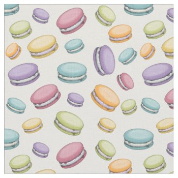 Pastel French Macaron Cookie Pattern Fabric by TrendyKitchens at Zazzle