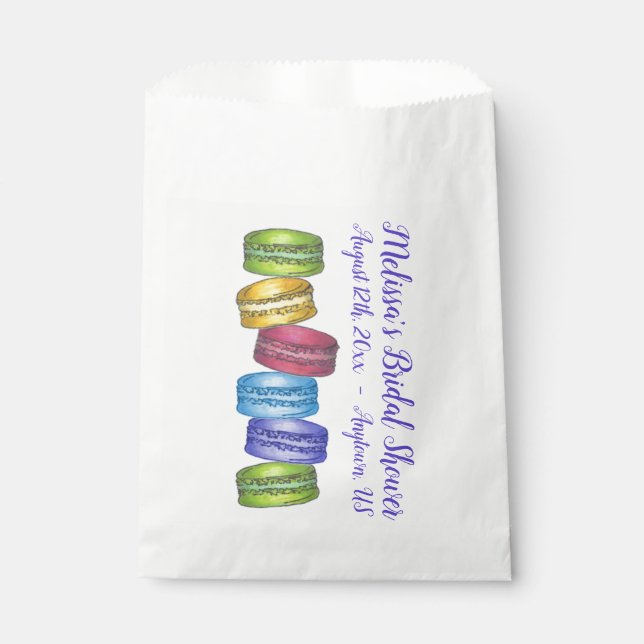 Pastel French Macaron Cookie Stack Bridal Shower Favor Bag (Front)