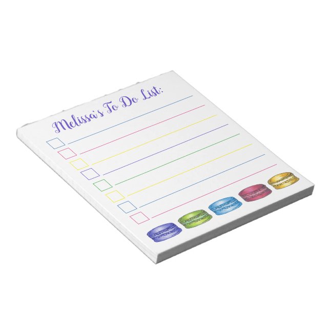 Pastel French Macaron Cookies Bakery Pastry Chef Notepad (Angled)