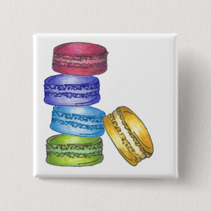 Pastel French Macaron Cookies Bakery Pastry Shop Button