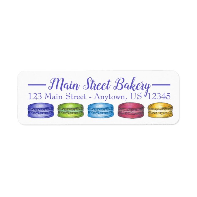 Pastel French Macaron Cookies Bakery Pastry Shop Label (Front)