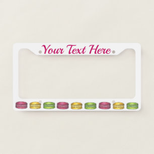 Pastel French Macaron Cookies Bakery Pastry Shop License Plate Frame