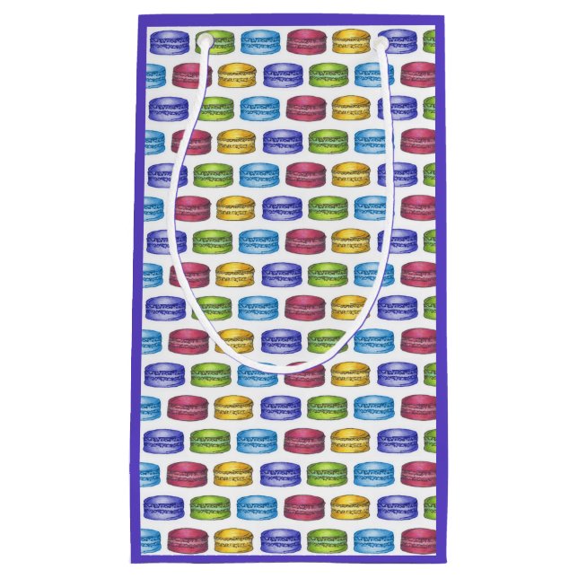 Pastel French Macaron Cookies Bakery Pastry Shop Small Gift Bag (Front)