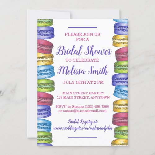 Pastel French Macaron Cookies Bridal Shower Party Invitation