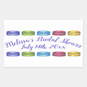 Pastel French Macaron Cookies Bridal Shower Party Rectangular Sticker