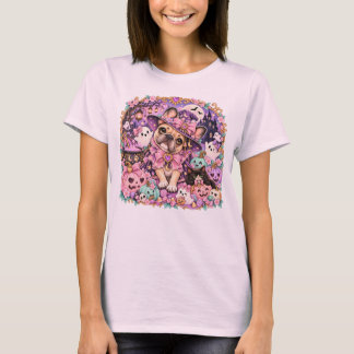 Pastel Frenchie Witch Cute Halloween T-Shirt
