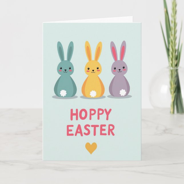 Pastel Friends Happy Easter Card (Front)