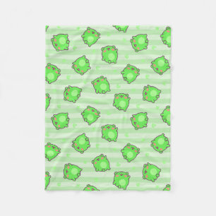 Pastel Frog Baby Blanket – Kawaii Green Stripes