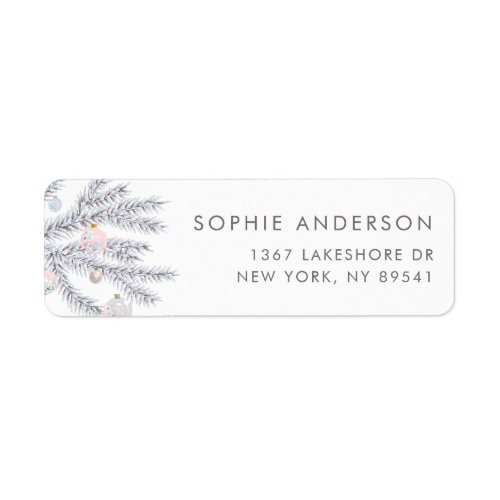Pastel Frosted Pine Needles Label
