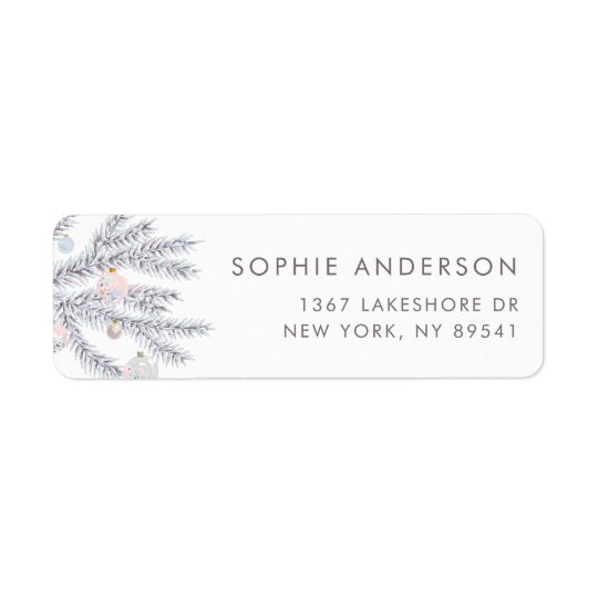 Pastel Frosted Pine Needles Label | Zazzle.com