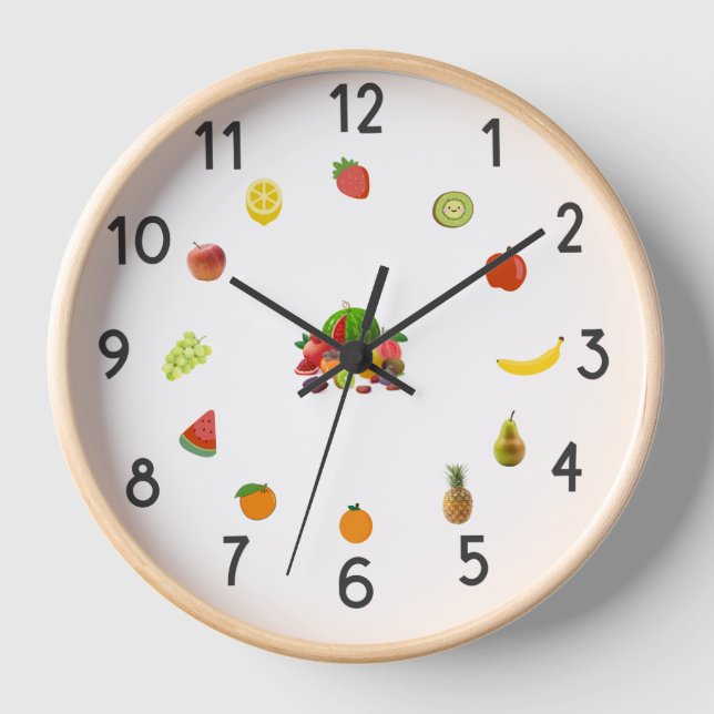 “Pastel Fruit Kitchen Clock – Decorative Wall Cloc (Front)