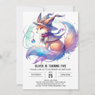 Pastel Fun Fox Birthday Invitation