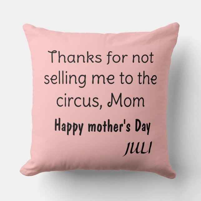 pastel funny modern simple happy mother's day throw pillow (Front)